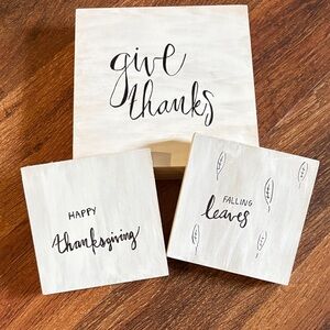 Hand painted Thanksgiving Themed Decorative Blocks
